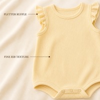 Combinaison bébé en coton côtelé personnalisée OEM ODM, vente en gros, barboteuse à manches volantées pour nouveau-né, marque privée