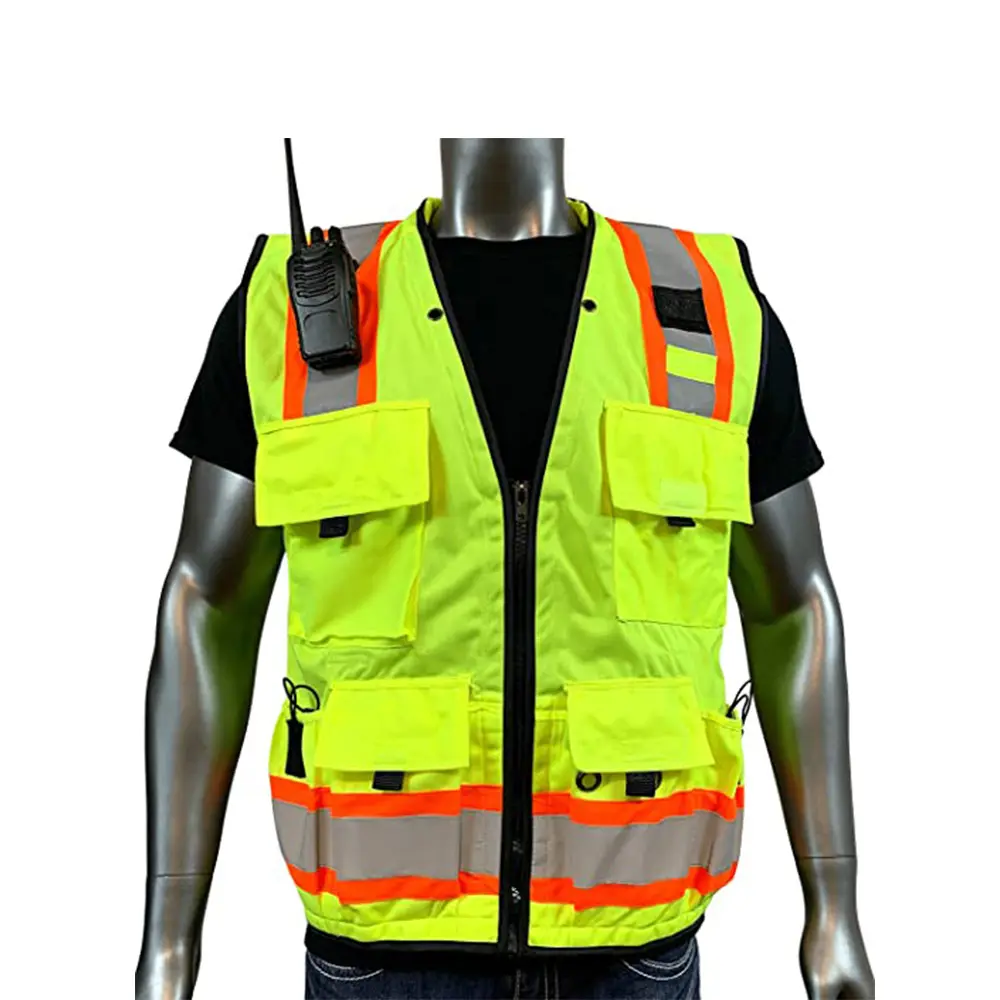 ANSI/ISEA Class 2 Type R High Visibility Reflective Vest for Construction Safety Security Work Vest