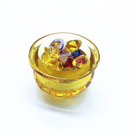 Lavabo del Tesoro dorado de cristal hecho a mano con Yuan Bao, buena suerte, riqueza, prosperidad, coleccionables, decoración Feng Shui