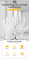 Gants de travail en cuir de chèvre pleine fleur de qualité supérieure, blanc naturel, souples, durables et économiques, pour la sécurité des conducteurs de camions