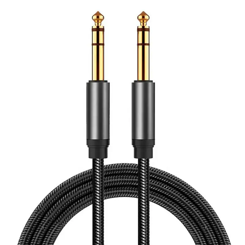 6,35 Mm Para 6,35 Mm Trs Guitarra Headphone Microfone Alto-falante Estéreo Jack Cabo De Áudio Masculino Para Masculino 6,35mm Cabo Cabo Preto