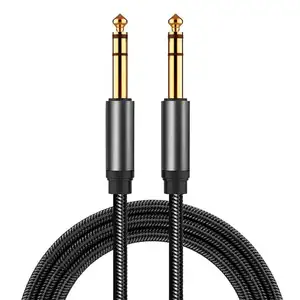 6.35毫米至6.35毫米Trs吉他耳机麦克风扬声器立体声插孔音频电缆公对公6.35毫米电缆黑色