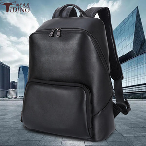 Tiding Genuine <b>Leather</b> <b>Backpack</b> Black 20-35L <b>Large</b> Capacity Business Travel Men's <b>Backpack</b> - Product Image 1