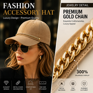 Premium Detachable Gold Chain 3D Puff Letter Printing Khaki Twill Baseball Cap Hip Hop Streetwear Custom <strong>Hat</strong> - Product Image 1