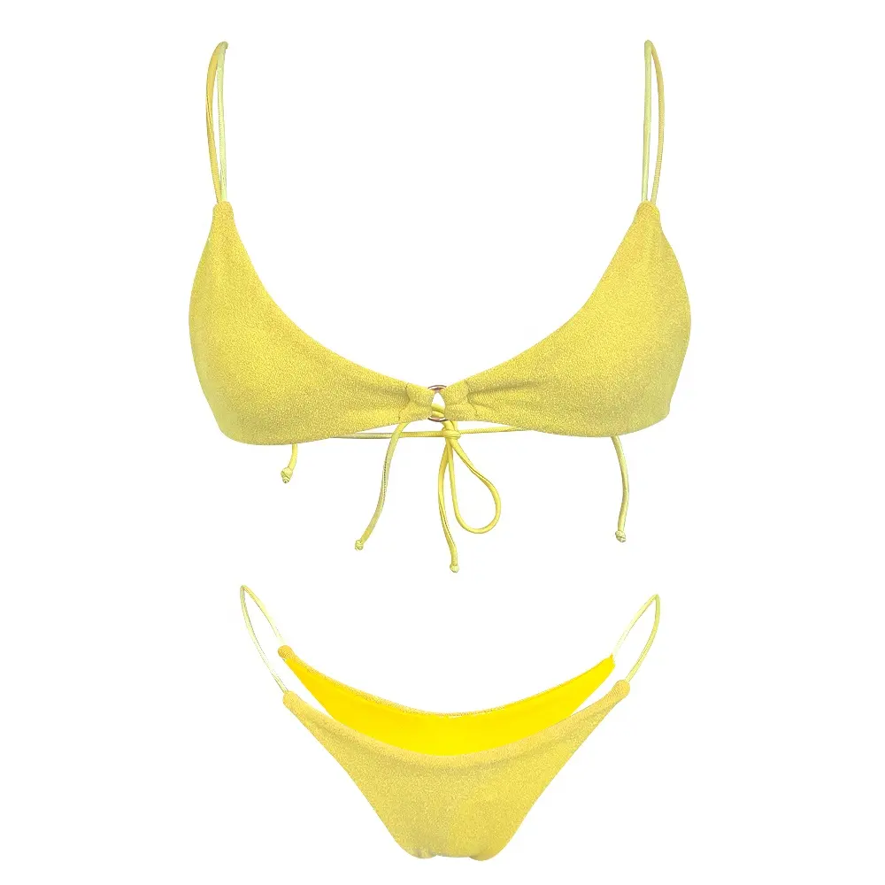 Pabrik OEM Harga Murah Terry Kain Bikini Set Pantai Dua Potong Pakaian Renang Pakaian Renang Pakaian Pantai