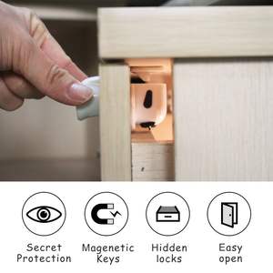 Prodigy DC004 - Cierre de Seguridad para Cajones y Armarios a Prueba de Niños, con Cierre Magnético y Cinta Adhesiva Fuerte para Bebés - Product Image 3