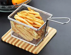 2023 Novo Estilo Cozinha Panelas De Aço Inoxidável Mini Batatas Fritas Cesta Quadrada Fritadeira Cestas