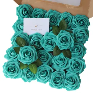 wholesale flower ball roses artificial flower teel green soap flowers for home decoration