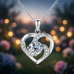 XL1334 Colgante de Corazón en Acero Inoxidable con Baño de Rodio y Cristal Solitario, Joyería Romántica para Mujer - Product Image 2