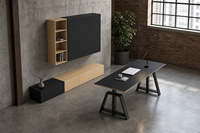 Bureau de direction réglable en hauteur ATWOKA avec plateau en bois et structure technique pour bureau de direction