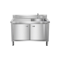 Armoire de cuisine commerciale en acier inoxydable 304 de bonne qualité, évier simple/double pour hôtels et restaurants