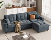 Sofá Seccional Modular en Forma de L Convertible Moderno, Sofá Nube de Asiento Profundo, Otomana Extensible y Móvil, Conjunto de Madera de Gran Tamaño