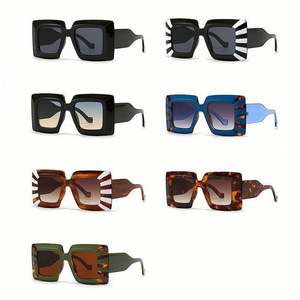 Lunettes de soleil surdimensionnées de luxe pour femmes et hommes avec logo personnalisé, protection UV400, monture carrée, style punk - Product Image 4