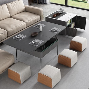 Luxury Smart <b>Folding</b> Lift <b>Dining</b> <b>Table</b> Set 2+4 Laptop Office Desk <b>Chair</b> Tronxi <b>With</b> Storage Cabitnet DC-04 Marble Coffee <b>Tables</b> - Product Image 1