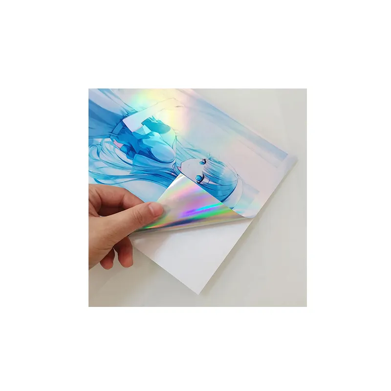 Wasserdichter Hologramm aufkleber Schnellt rockn ender selbst klebender A4 bedruckbarer holo graphischer Tinten strahl aufkleber Papier Hologramm druck Vinyl