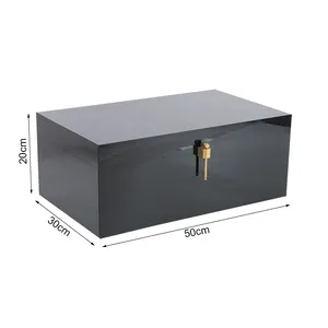 Black Large Acrylic Storage Trunk Decorative Trunk With Lid And Metal Golden Accessory