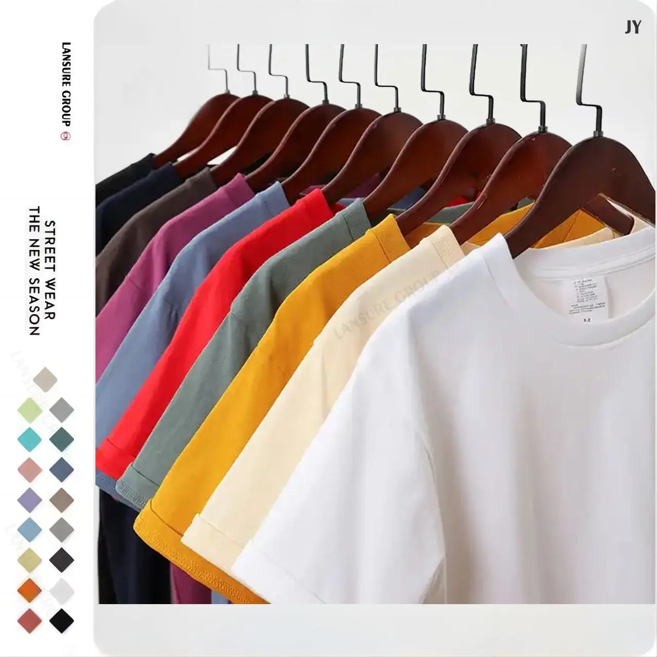 Custom Screen Print 230g Thick Cotton T-shirt White Streetwear Oversize Heavyweight T-shirts Plus Size Men's T-shirts