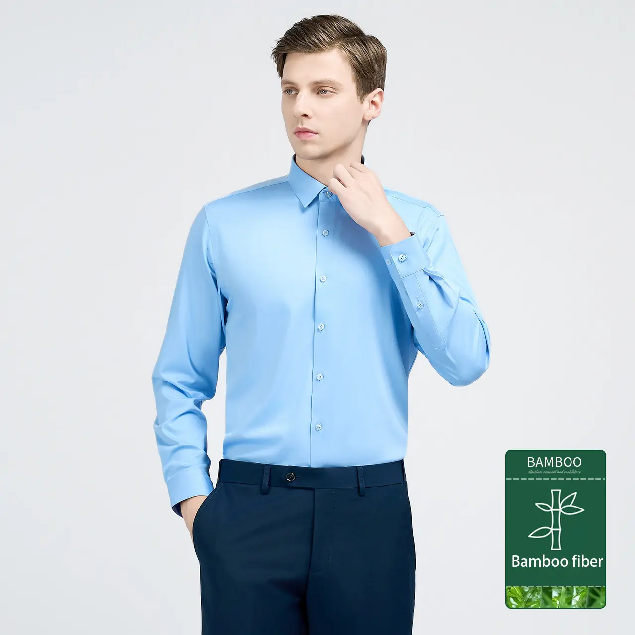 Vêtements de travail à carreaux en polyester de base de haute qualité Chemise boutonnée à manches longues pour hommes Chemise formelle pour hommes