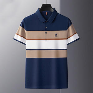 G-SDQL мужская деловая рубашка-поло в полоску с короткими рукавами из чистого хлопка - Product Image 3