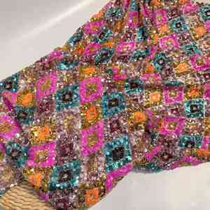 <strong>Lace</strong> <strong>Sequin</strong> Custom <strong>Sequin</strong> Woven Fabric Eco-friendly Woven Mesh Fabric Geometric <strong>Pattern</strong> Home Textiles Accessories - Product Image 1