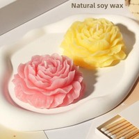 Bougie parfumée à l'aromathérapie en forme de pivoine au design unique, décoration d'intérieur classique, souvenir romantique pour la fête des pères, cire de soja et de noix de coco