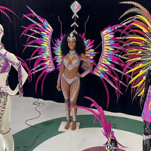 Nuevo Monokini <span class=keywords><strong>Sexy</strong></span> Personalizado Estilo Caribeño 2027, Disfraz de Carnaval para Mujer, Traje de Baño con Plumas y Cuentas para Desfile de Samba de Miami, Proveedor Mayorista OEM - Product Image 3