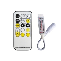 Controlador de temperatura de color dual RF de 15 teclas, controlador de brillo y atenuación CCT, controlador LED de bajo voltaje DC5V/12V/24V