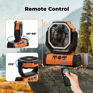 2024 New 20000mAh USB Rechargeable Camping Solar Fan With LED <b>Lights</b> Automatic Oscillating Outdoor Tent Fan Car Use Made Plastic - Product Image 6