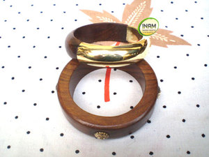Antique Beautiful and Designer Handmade Wooden Bangles with brass inlay work - Product Image 2