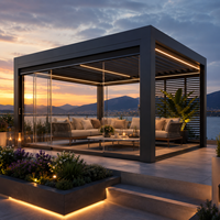 Gazebo en aluminium à lames motorisées électriques - Design moderne pour une utilisation en extérieur, cour/jardin/patio disponible
