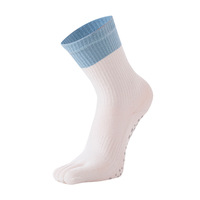 Chaussettes antidérapantes à cinq doigts pour yoga et Pilates pour femmes, en coton et élasthanne, longues, motif cœur, pour Pilates, ballet, barre et danse