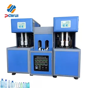 Máquinas de soplado de estiramiento semiautomáticas de 2 cavidades 5l, máquina de moldeo de botellas de agua Mineral líquida de plástico para mascotas