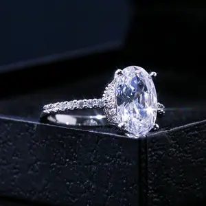 หรูหราจําลอง Moissanite แหวนเพชรขนาดใหญ่กะรัตรูปไข่นกพิราบไข่แหวนผู้หญิงแหวนหมั้น