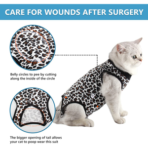 छोटा कुत्ता सर्जिकल ओनेसी वियर पेट कोन ई कॉलर वैकल्पिक तेंदुआ प्रिंट कैट सर्जरी रिकवरी सूट - Product Image 6