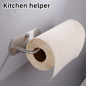 Porte-rouleau de papier toilette sans perçage, design minimaliste en acier inoxydable, or et noir, support mural pour salle de bain - Product Image 5