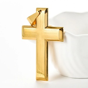 Pendentifs minimalistes en acier inoxydable, grande croix avec lettres, religion, Christ, Jésus, crucifix, prière, Dieu, foi, charmes gothiques pour hommes - Product Image 3