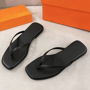 Latest High End Designer Original Brand Designer Women Square <b>Toe</b> Flat Sandals Breathable Summer Slippers Non Slip Home Shoes - Product Image 5