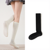 Chaussettes de yoga à tube long en pur coton, antidérapantes, personnalisées, pour le sport, le Pilates, le fitness, le cyclisme, micro-pression pour affiner les jambes
