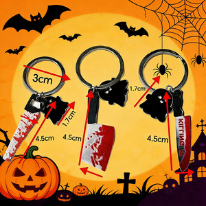 Pendentif en métal émaillé style <span class=keywords><strong>film</strong></span> <span class=keywords><strong>d</strong></span>'<span class=keywords><strong>horreur</strong></span> Halloween effrayant, couteau à viande fantôme, pour <span class=keywords><strong>d</strong></span>écoration de sac, cadeau, vente en gros, porte-clés Halloween - Product Image 4