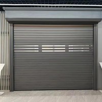 Porte de garage moderne ZEYI pour villa avec système de rail de guidage, capteur de sécurité infrarouge, porte roulante en alliage d'aluminium et verre
