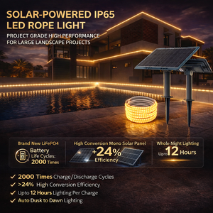 Tira de Luces LED Solares IP65 Blanco Cálido para Jardín y Carretera, Iluminación Exterior para Paisajes MJ-SM100, Energía Solar Continua de 24 Horas - Product Image 5