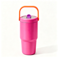 Tasse isotherme sous vide avec poignée et couvercle à clapet, mug de voyage pour café, thé, eau, compatible porte-gobelet de voiture