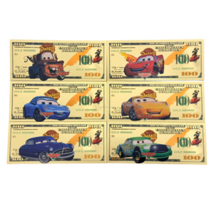 6 Tipos de Billetes de Anime de Autos Americanos en Material PET Chapado en Oro de 24K para Arte y Regalos Coleccionables - Product Image 1