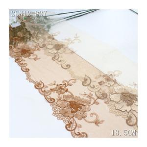 18cm di qualità morbido Beige marrone chiaro <span class=keywords><strong>Tulle</strong></span> ricamato floreale in pizzo fantasia fiore ricamato tessuto di pizzo per le donne Hijab <span class=keywords><strong>reggiseno</strong></span> - Product Image 1