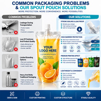 Pochettes souples transparentes personnalisées sans BPA de qualité alimentaire avec bec verseur et poignée, anti-fuite, pour jus et liquides, sacs d'emballage plastique verticaux