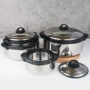 工厂定制4件炊具食品取暖器砂锅套装不锈钢炊具套装带SS盖