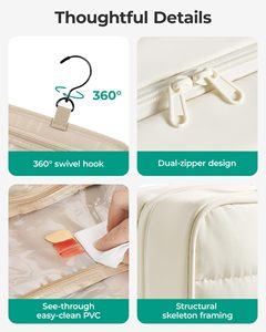 Ultra-Soft Puffy <b>Nylon</b> Hanging Toiletry <b>Bag</b> with Water-Resistant Spacious Capacity 360. Swivel Hook for Tidy Travel Daily - Product Image 4