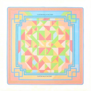 Tapis de jeu de mahjong insonorisant Palm Paradise, turquoise vif, tuiles bleues tonées, accessoires de mahjong - Product Image 3