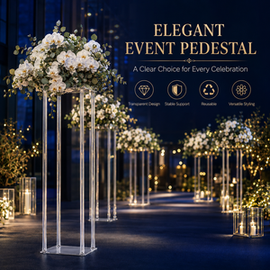 OEM AURORA Clear <b>Acrylic</b> Square Pedestal <b>Stand</b> Customizable Color Size Easy Installation Display Riser for Shop Window Wedding - Product Image 1