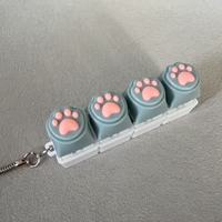 Nouveauté : Porte-clés anti-stress à 4 boutons en forme de patte de chat, mignon, en silicone, sans lumière